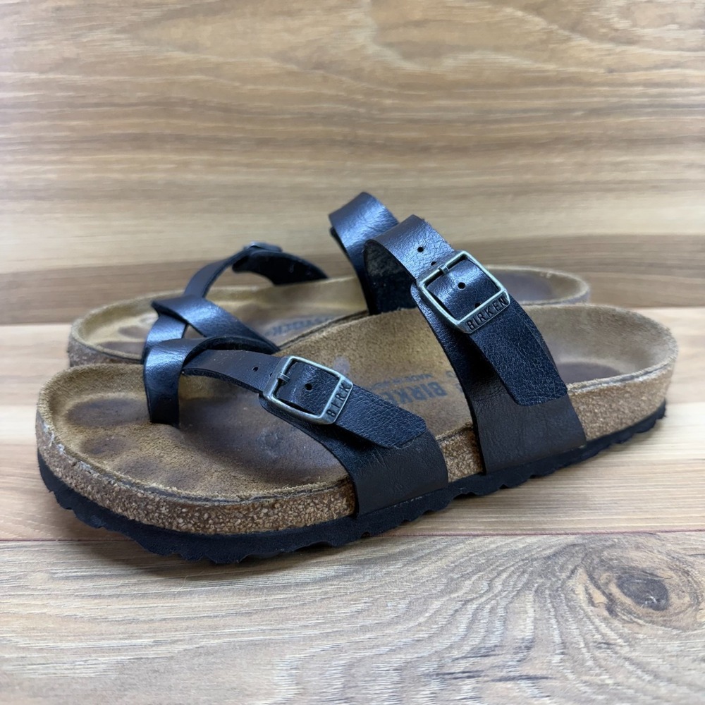 Birkenstock Mayari Sandals Womens 6 W EU 37 Black Birko Slip On Preppy Vacation - Picture 3 of 9